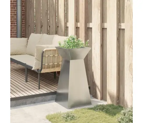 Dārza Pīlāra Puķu Pods Ar Bļodu 35X35X73 Cm, Cinkots Tērauds Vidaxl