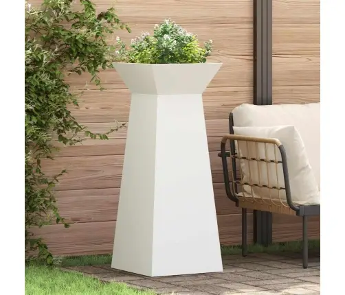 Dārza Pīlāru Puķu Podi 2 Gab. Ar Bļodu. Balts, 40X40X100 Cm, Tērauds. Vidaxl