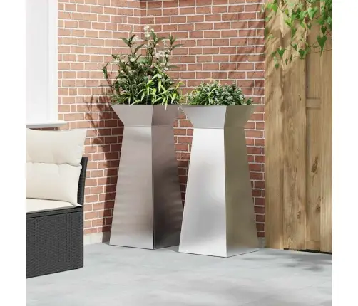 Dārza Kolonnas Stādi 2 Gab. Ar Bļodu 40X40X100 Cm, Nerūsējošais Tērauds Vidaxl