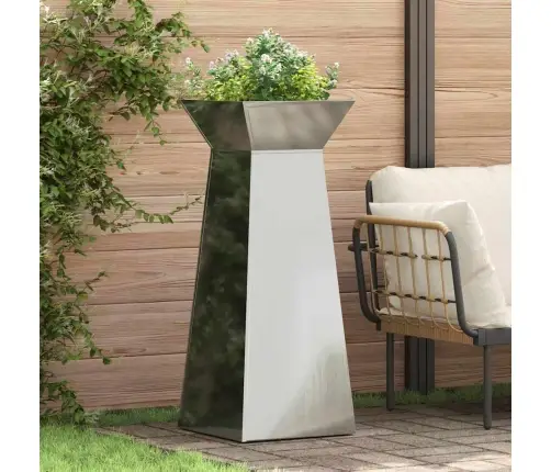 Dārza Kolonna Puķu Pods Ar Bļodu 40X40X100 Cm. Cinkots Tērauds. Vidaxl