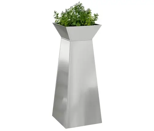 Dārza Staba Puķu Podi 2 Gabali Ar Bļodu 40X40X100 Cm. Cinkots Tērauds. Vidaxl