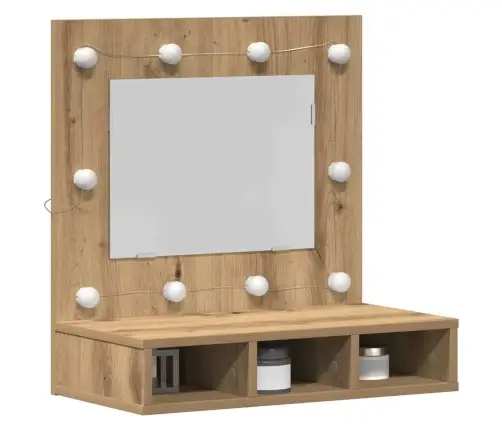 Tualetes Vienība Ar Spoguli Amatnieku Ozols Mdf, Stikls Vidaxl