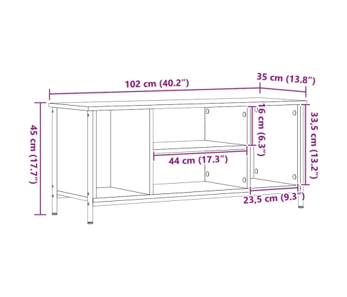 Izklaides Centrs Veca Koka Skaidu Plātne, Metāls 102 X 35 X 45 Cm Vidaxl