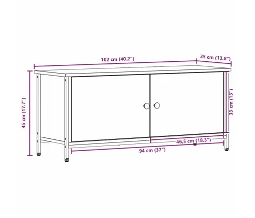 Televizoriaus Kabinetas Juoda Ąžuolo 100 X 35 X 45 Cm