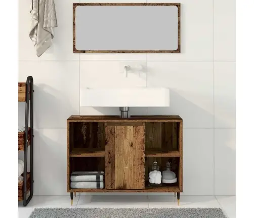 Rustikāls Vannas Istabas Spogulis Vecs Koks Ciets Koks Vidējs Vidaxl