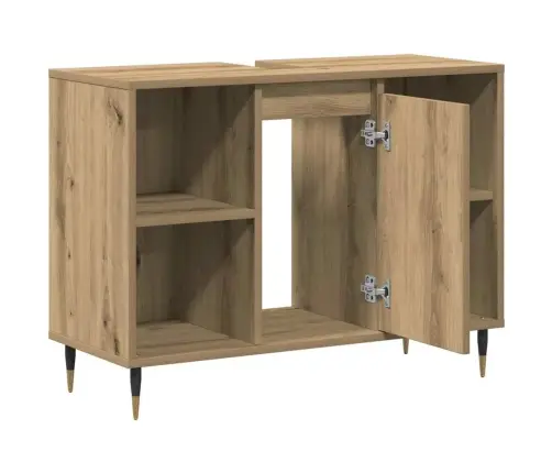 Vannitoa Kapp Riiuliga Käsitööpuu 80 X 33 X 60 Cm Tehispuit