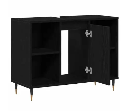 Vonios Spintelė Juoda 80 X 33 X 60 Cm Apdirbta Mediena