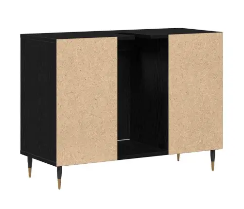 Vonios Spintelė Juoda 80 X 33 X 60 Cm Apdirbta Mediena