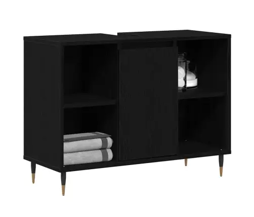 Vonios Spintelė Juoda 80 X 33 X 60 Cm Apdirbta Mediena