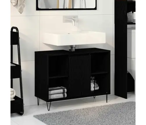 Melna Ozola Vannas Istaba Melns Ozols Mdf Vidējs Vidaxl