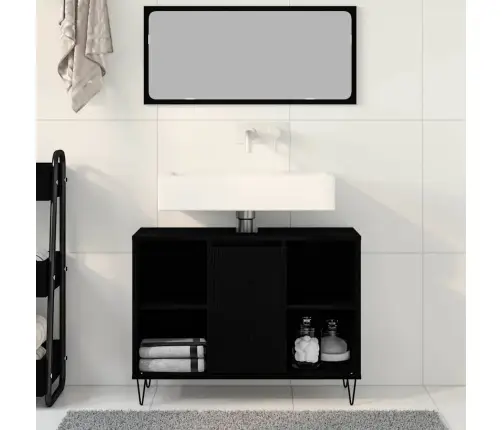 Melna Ozola Vannas Istaba Melns Ozols Mdf Vidējs Vidaxl