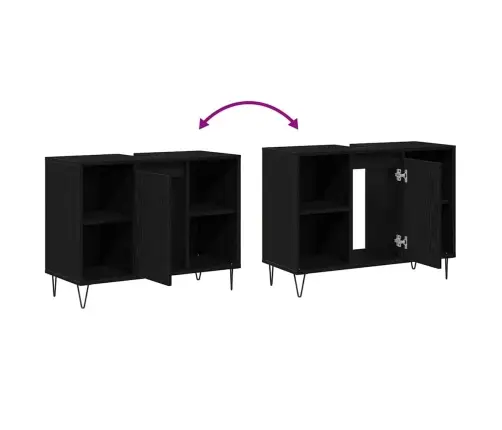 Melna Ozola Vannas Istaba Melns Ozols Mdf Vidējs Vidaxl