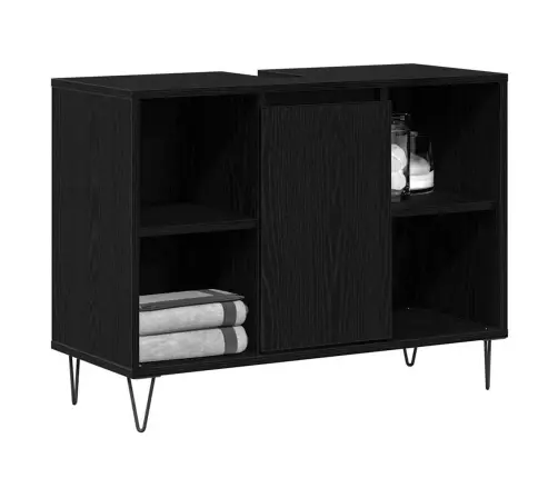 Melna Ozola Vannas Istaba Melns Ozols Mdf Vidējs Vidaxl