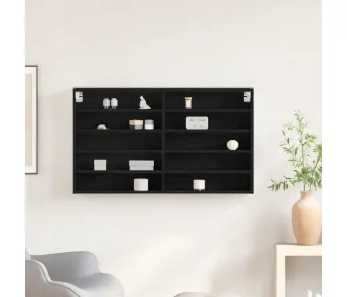 Izstādes Skapis Ar Plauktu Melns Ozolkoks 100 X 15 X 58 Cm Vidaxl