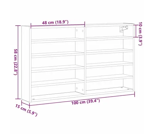 Izstādes Skapis Ar Plauktu Melns Ozolkoks 100 X 15 X 58 Cm Vidaxl