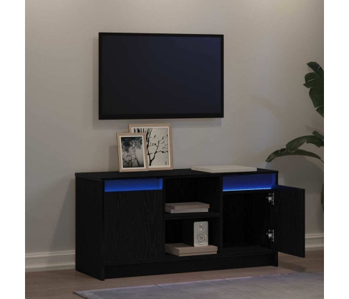 Tv Skapis Ar Led Gaismām Melnā Ozolā, 100X34X50 Cm. Izgatavots No Inženierijas Koka. Vidaxl
