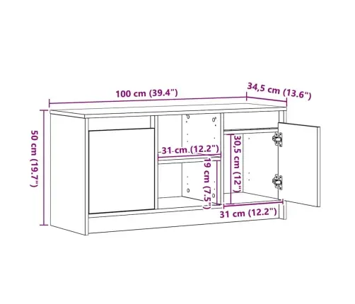 Televizoriaus Spintelė Juoda 100 X 34 X 50 Cm Apdirbta Mediena