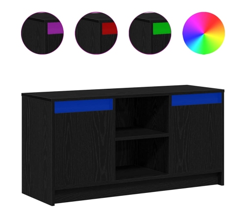 Tv Skapis Ar Led Gaismām Melnā Ozolā, 100X34X50 Cm. Izgatavots No Inženierijas Koka. Vidaxl