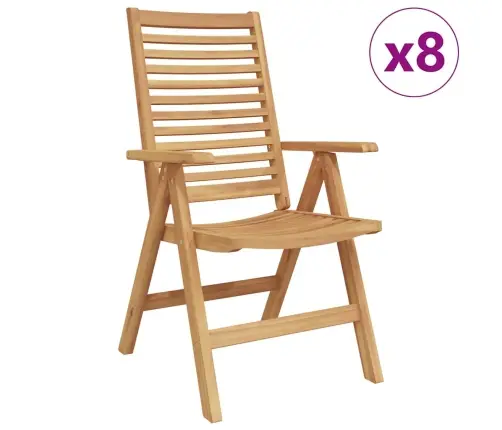 Dārza Krēsli Salokāmi 8 Gabali Masīvs Koks Tīkkoks Vidaxl