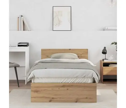 Gultas Rāmis Ar Atzveltni Artisānā Ozols 100 X 200 Cm Vidaxl