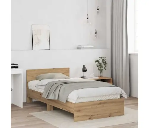 Gultas Rāmis Ar Atzveltni Artisānā Ozols 100 X 200 Cm Vidaxl