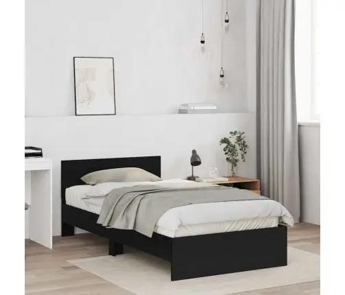 Lovos Rėmas Juodas Ąžuolas 203 X 104 X 70 Cm Apdirbta Mediena