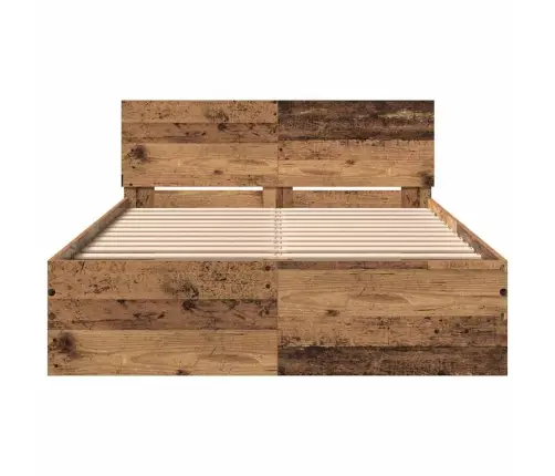 Gultas Rāmis Ar Atzveltni Vecs Koks 120 X 190 Cm Cietais Koks Vidaxl