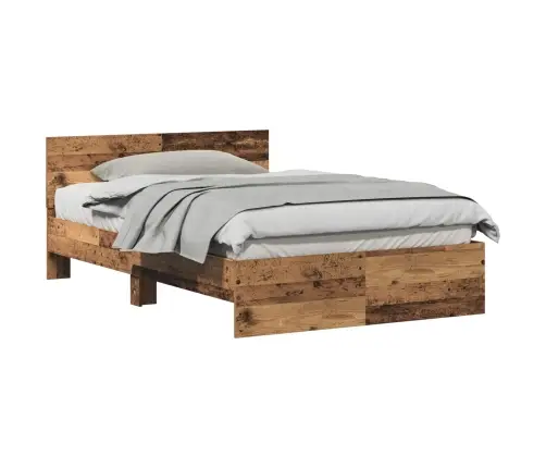 Gultas Rāmis Ar Atzveltni Vecs Koks 120 X 190 Cm Cietais Koks Vidaxl