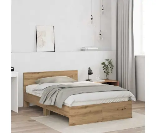 Gultas Rāmis Ar Atzveltni Artisānā Ozols 120 X 190 Cm Vidaxl