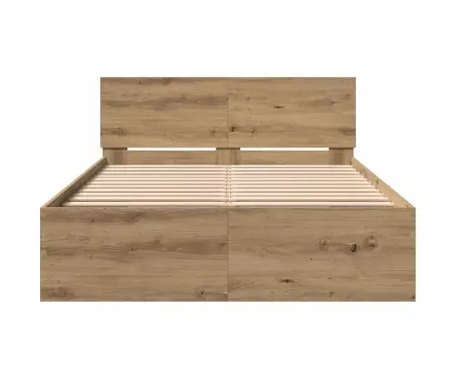 Gultas Rāmis Ar Atzveltni Artisānā Ozols 120 X 190 Cm Vidaxl