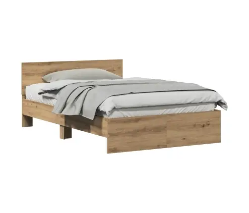 Gultas Rāmis Ar Atzveltni Artisānā Ozols 120 X 190 Cm Vidaxl