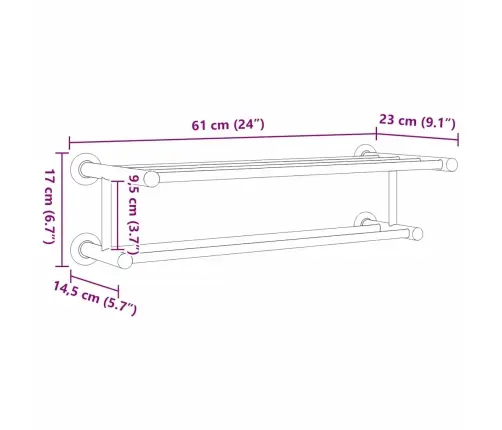 Rätikurek Must 61 X 23 X 17 Cm Roostevaba Teras