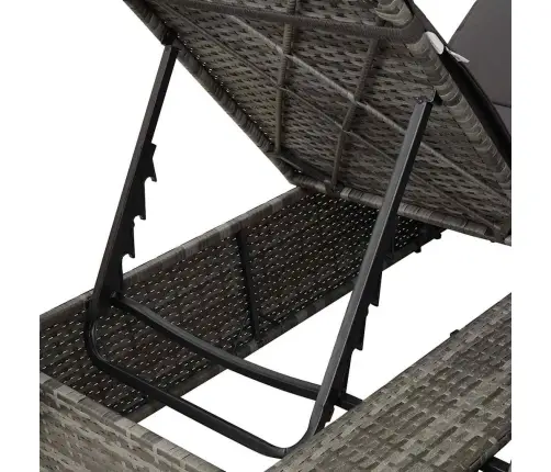 Divvietīgs Sauļošanās Krēsls Ar Jumtu Un Aizkariem Pelēka Vidaxl