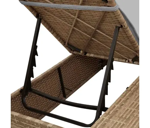 Divvietīga Sauļošanās Gulta Bēša Standarta Āra Dienas Gultai Vidaxl