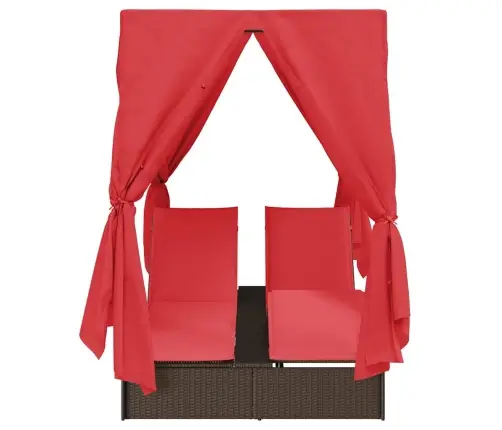 Dviejų Vietų Saulės Gultas Su Stogu Ruda 205 X 129 X 200 Cm