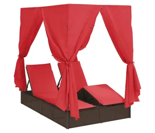 Dviejų Vietų Saulės Gultas Su Stogu Ruda 205 X 129 X 200 Cm