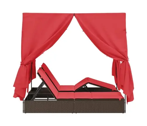 Dviejų Vietų Saulės Gultas Su Stogu Ruda 205 X 129 X 200 Cm