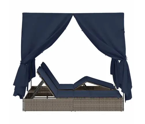 Dviejų Vietų Saulės Gultas Su Stogu Pilka 205 X 129 X 200 Cm