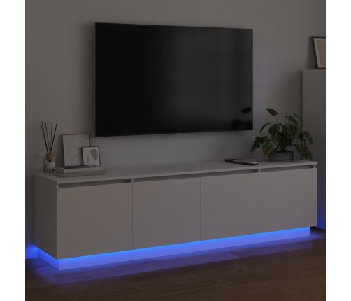 Tv Galds Ar Led Baltā Krāsā 180X38X49 Cm Inženierijas Koks Vidaxl