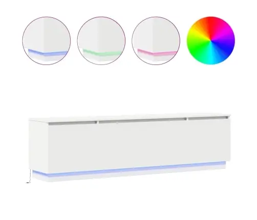 Led-Valgustusega Tv-Kapp Valge 180 X 38 X 49 Cm Tehispuit