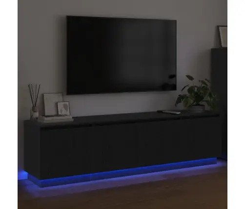 Televizora Skapītis Ar Led Melns Ozols 180X38X49 Cm Inženierijas Koks Vidaxl