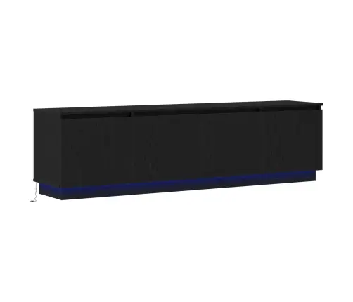 Televizora Skapītis Ar Led Melns Ozols 180X38X49 Cm Inženierijas Koks Vidaxl