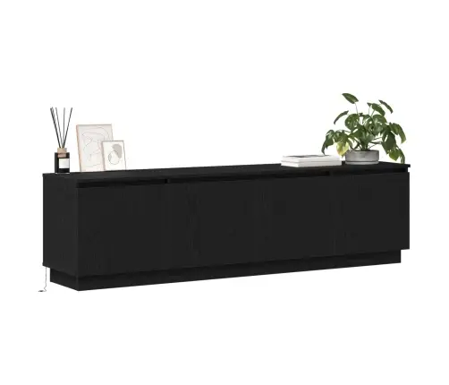 Televizora Skapītis Ar Led Melns Ozols 180X38X49 Cm Inženierijas Koks Vidaxl