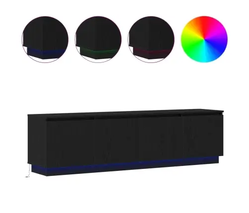 Televizora Skapītis Ar Led Melns Ozols 180X38X49 Cm Inženierijas Koks Vidaxl