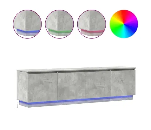 Tv Skapis Ar Led Betona Pelēku 180X38X49 Cm Inženierijas Koks Vidaxl