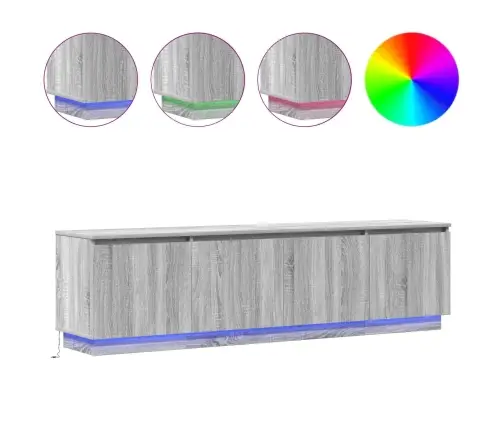 Tv Skapjis Ar Led Pelēks Sonoma 180X38X49 Cm Inženierijas Koks Vidaxl