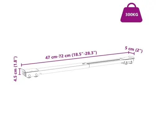 Veļas Mašīnas Bāze Ar Riteņiem 2 Gab. Garums 46-71 Cm 300 Kg Vidaxl