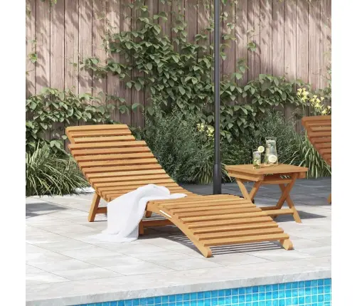 Sauļošanās Krēsls Brūna 184 X 55 X 59 Cm Ciets Tekša Koks Vidaxl