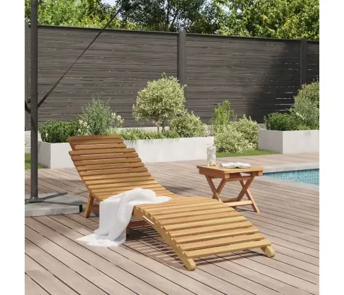 Sauļošanās Krēsls Brūna 184 X 55 X 59 Cm Ciets Tekša Koks Vidaxl