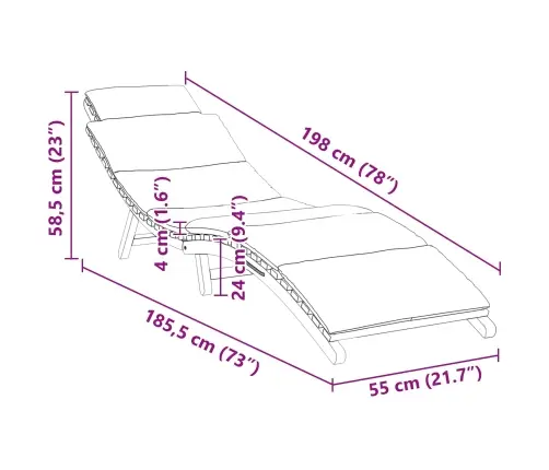 Aia Lamamistool Padjaga Pruun 198 X 55 X 58,5 Cm Tugev Teakpuit